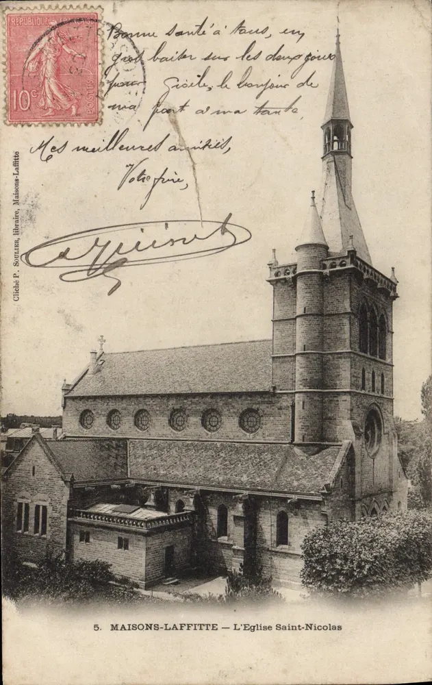 MAISONS-LAFFITTE — Katedra św. Nikodema — Cliché P. Sottrains, księgarz, Maisons-Laffitte - Awers