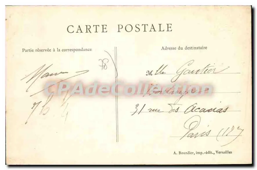 Rambouillet, gesehen von der Tour François 1er — A. Bourdier, Verlag, Versailles - Rückseite