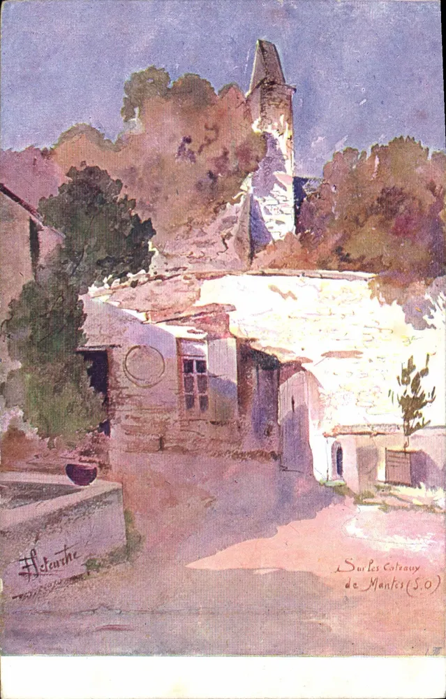 Auf den Coteaux de Mantes (S.O.) — Blick auf ein Dorf mit Kirche — H. Deourthe - Vorderseite