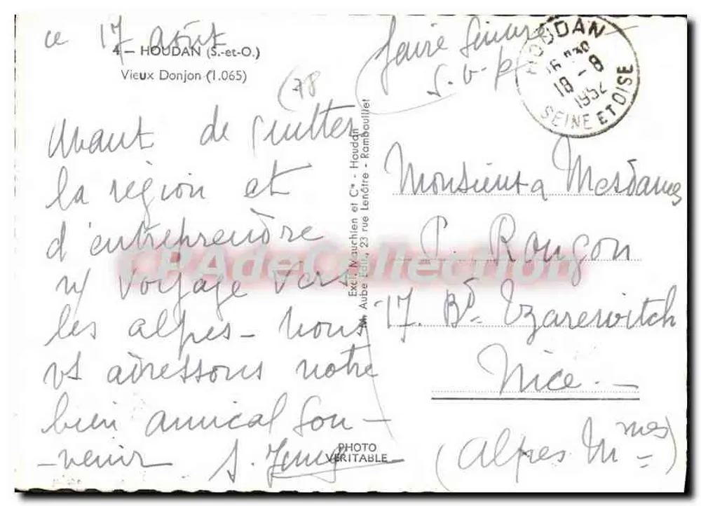 पुराना पोस्टकार्ड (1.065) — हौड़न (दक्षिण-पूर्व) — वास्तविक फोटो - पीछे