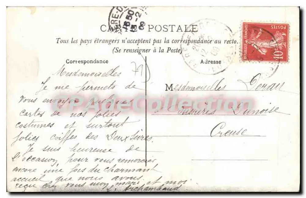 Trajes Poitevins Motthiais — N. Al.x, Pap-Tab-Journaux, Niort — n°103 - Verso