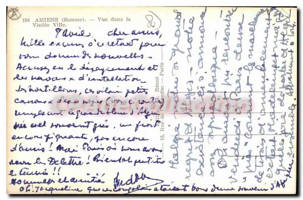 Amiens (Somme) — Ansicht aus der Altstadt — Verlag: Réant, Paris - Rückseite