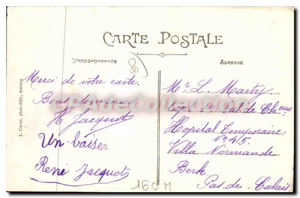 Amiens – Esplanada da Estação – L. Carou, fot.-edit., Amiens, n° 634 - Verso