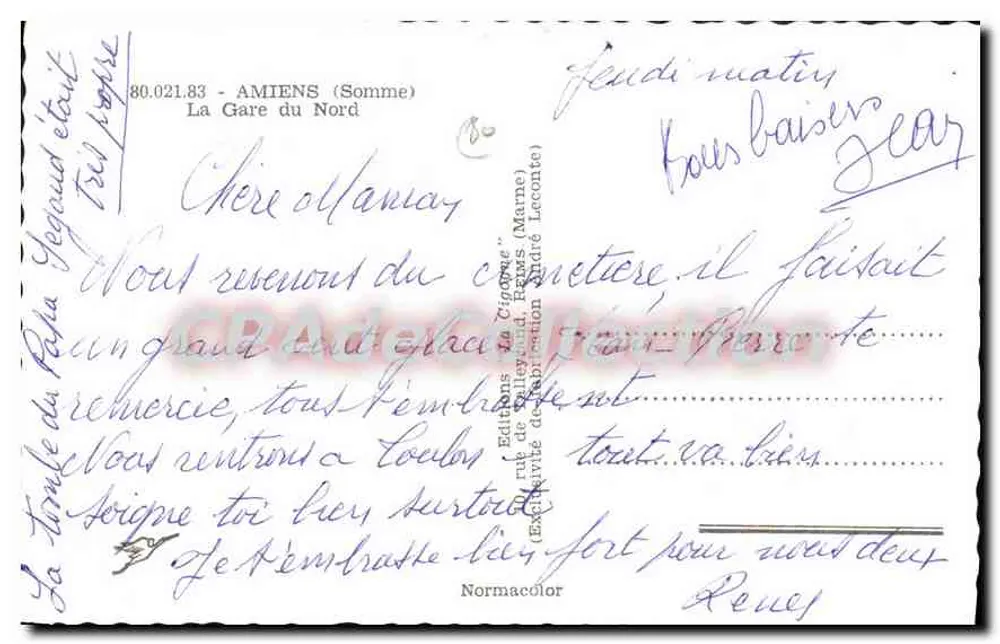 Die Nordstation — Amiens (Somme) — Éditions La Cigogne - Rückseite