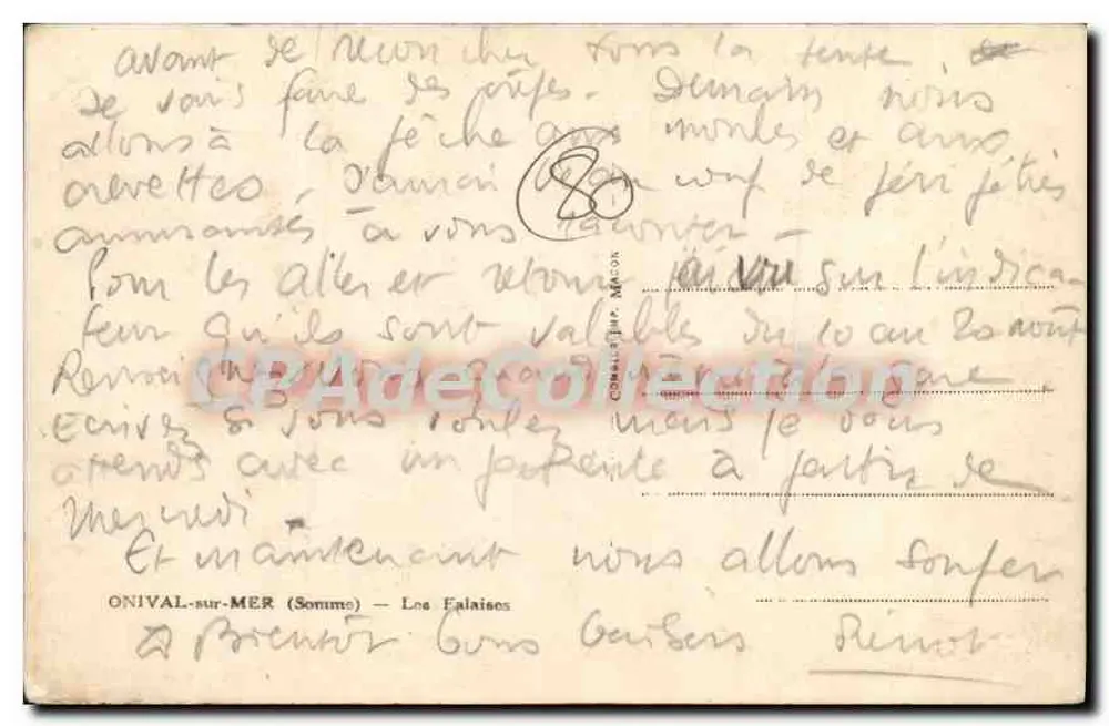 Onival-sur-Mer — Die Klippen — Verlag C. Biry - Rückseite