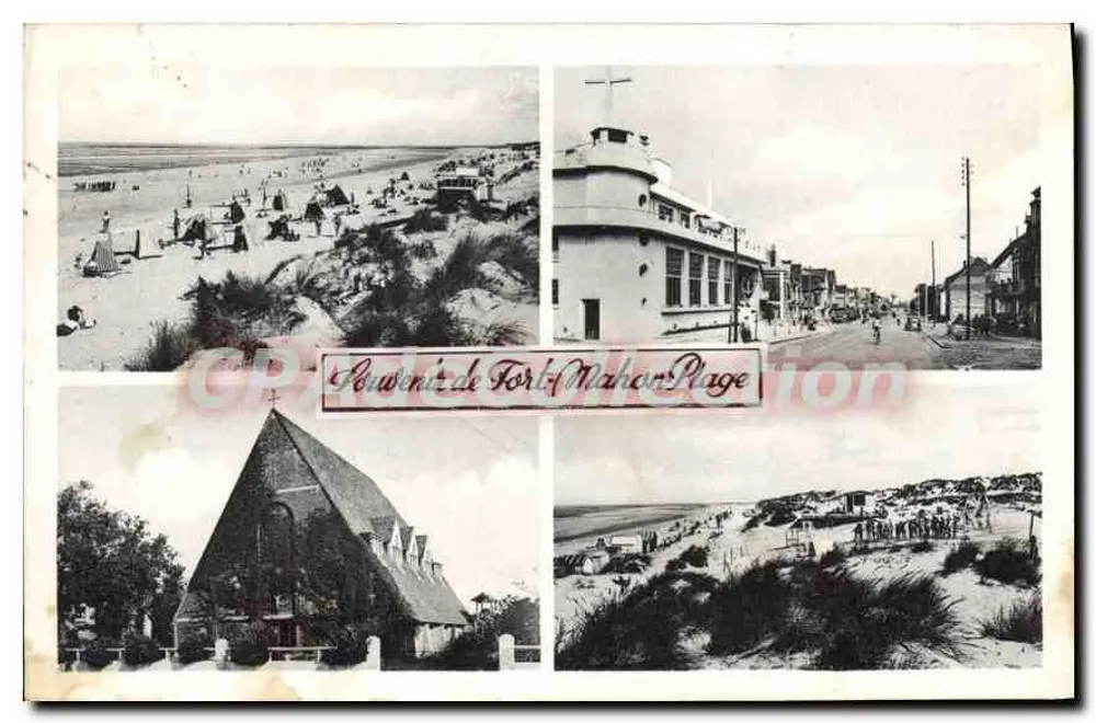 Fort Mahon Plage — vista da praia, da rua e da igreja — editor não identificado - Frente