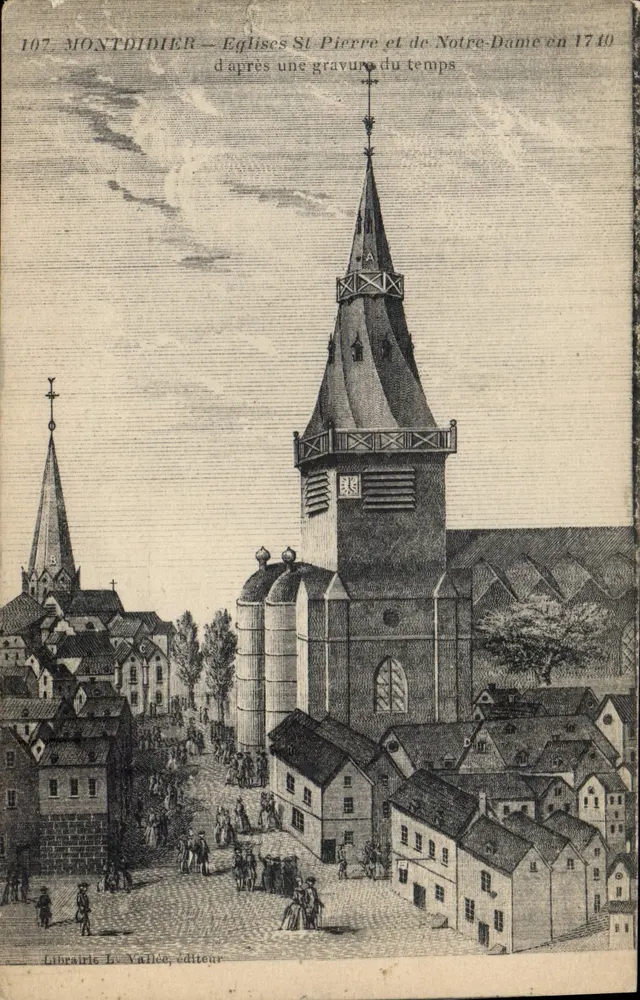 Montdidier — Kirchen Saint-Pierre und Notre-Dame im Jahr 1710 — Librairie L. Vallée, Verleger - Vorderseite