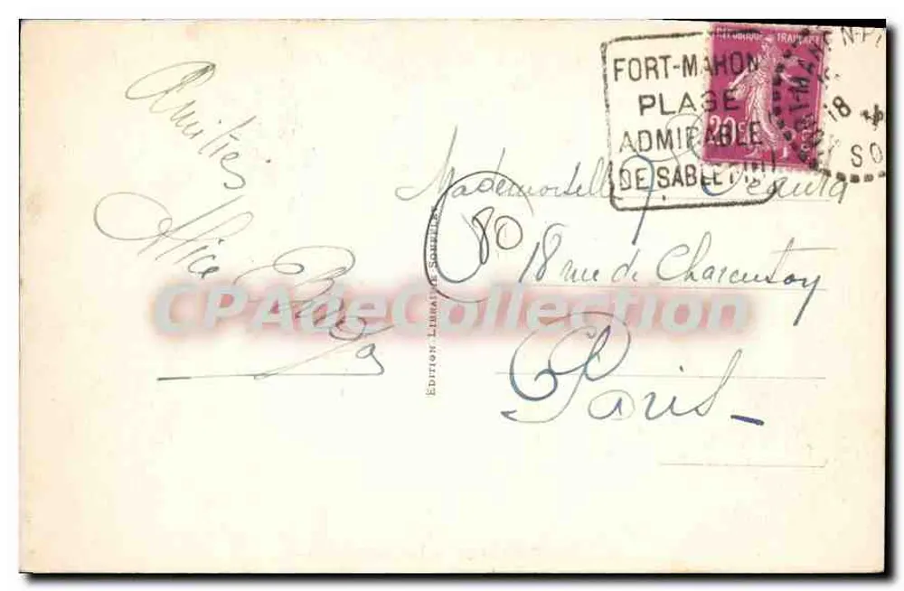 Fort-Mahon — A Praia — LL. — Edição Léonard, n°26 - Verso