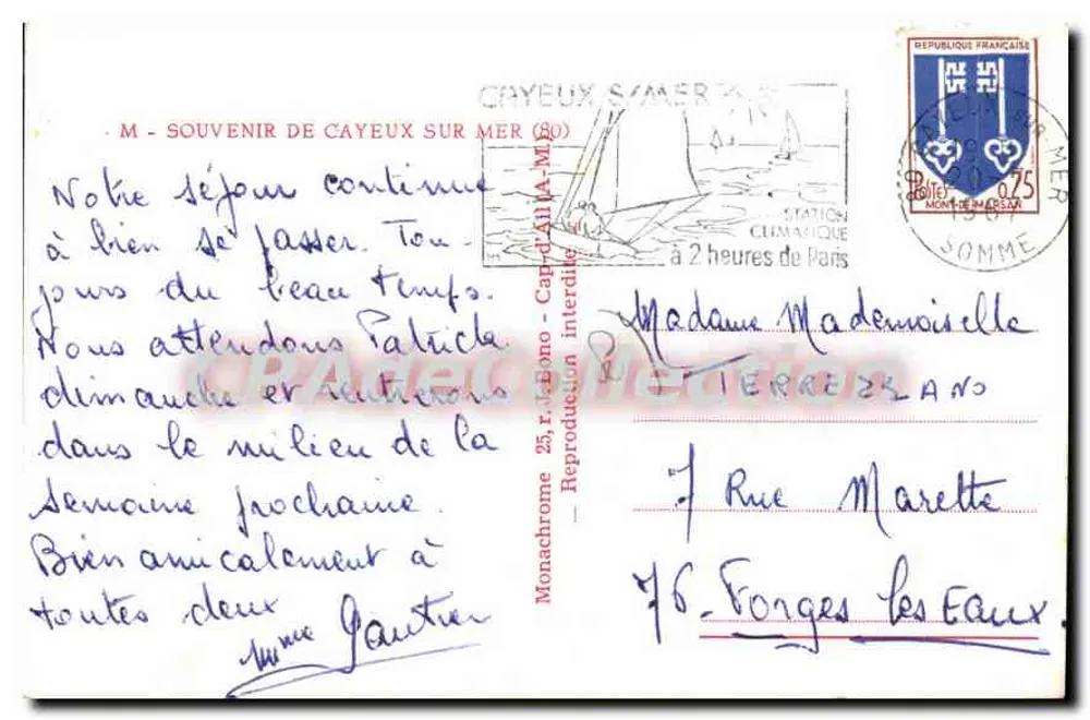 CAYEUX SUR MER — praia e estação climática — reprodução proibida - Verso