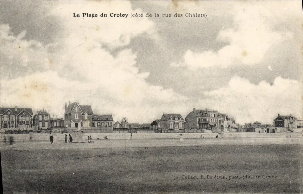Der Strand von Crotoy (Seite der Châlets Straße) — F. Poidevin, Foto-Verlag, in Crotoy - Vorderseite