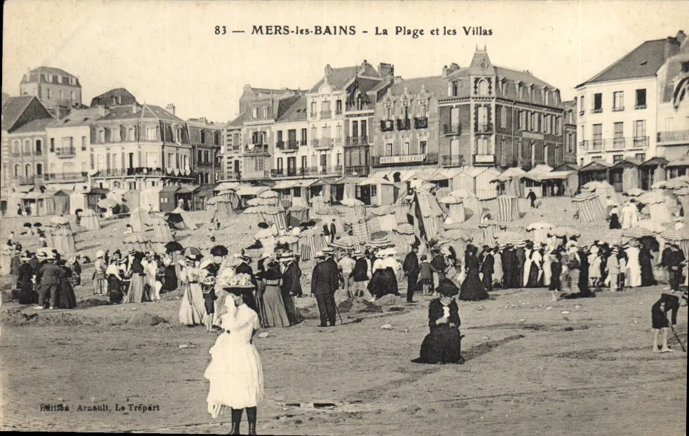 MERS-les-BAINS - A Praia e as Villas — Editor Arnault, Le Trépart, n°83 - Frente