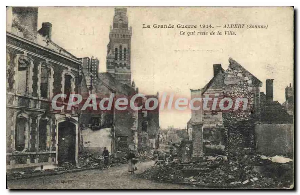 Albert (Somme) — Ruínas após a Grande Guerra 1914 — Editor L.M. E. (Paris) - Frente