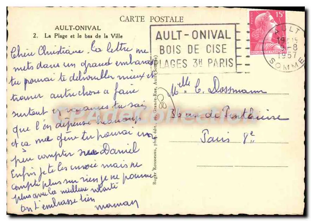 Ault-Onival — A Praia e a Base da Cidade — Roger Rousseau, fot. edit. Grands-Rues, Ault-Onival - Verso