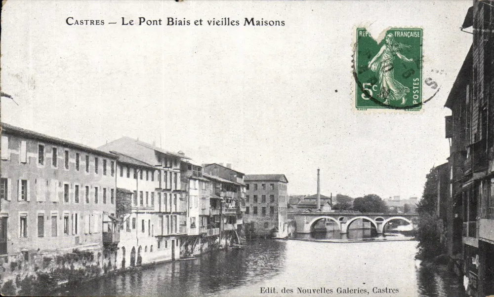 Castres — Le Pont Biais und alte Häuser — Edit. des Nouvelles Galeries, Castres - Vorderseite