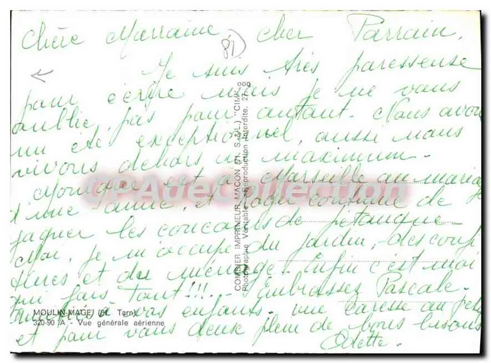 Moulin-Macon — Algemene luchtfoto — Uitgever Cim, n° 320-50 - Achterkant