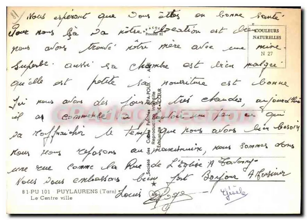 केंद्रीय स्थान जहां टोपियर के साथ फॉन्टेन है — पुइ-लॉरेन (तार्न) — सोसाइटे डेस रेप्रोडूक्शन्स नैचुरेल्स नंबर 27 - पीछे