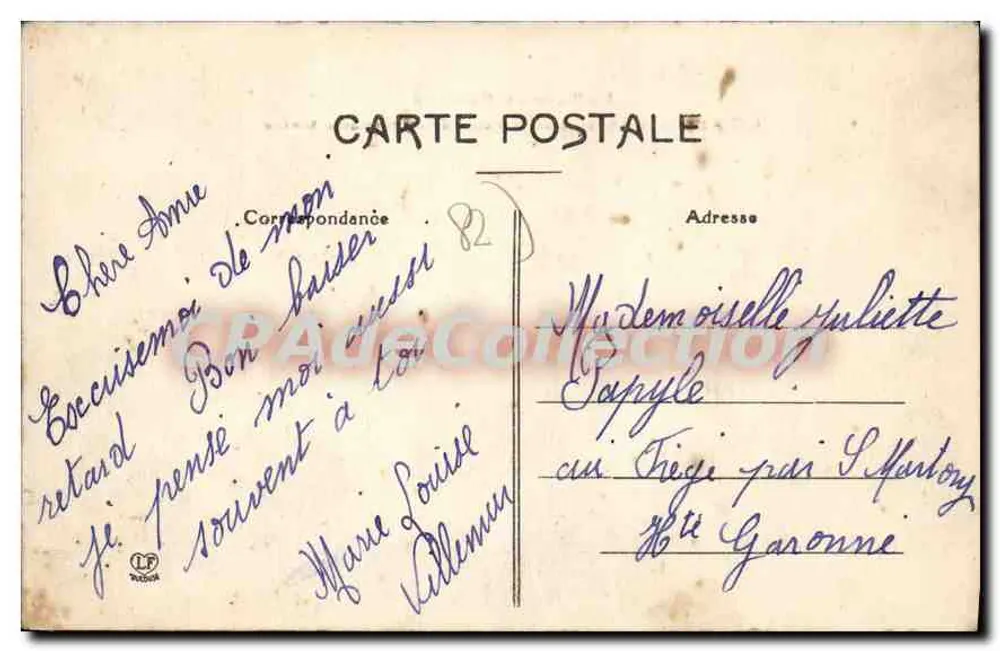 Moissac - Boulevard du Palais oder Übergangsbahn — Phototypie Labouche Frères, Toulouse - Rückseite