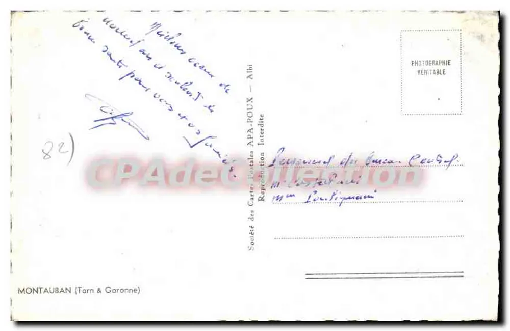 Montauban — Souvenir de Montauban — Société des Cartes Postales APA-POUX - Rückseite