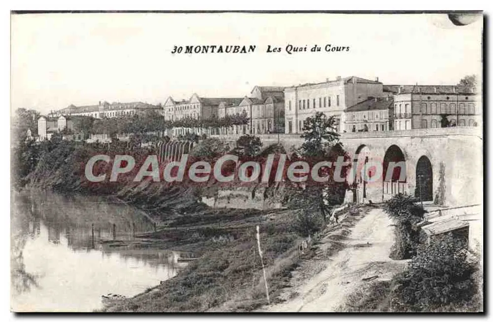 Montauban — Die Quai du Cours — Vintage Postcard/Antike Ansichtskarte - Vorderseite