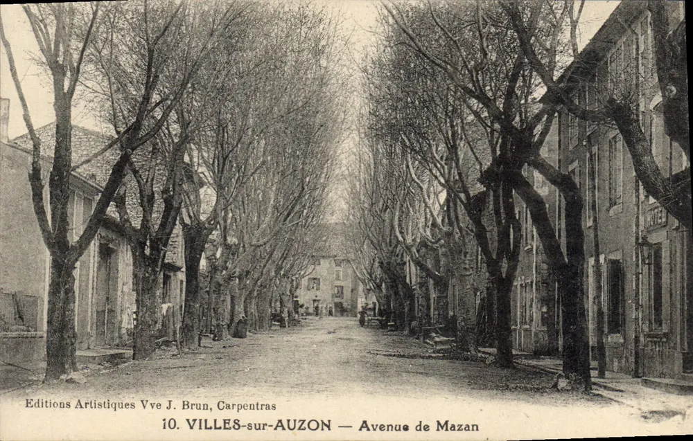 Villes-sur-Auzon — Avenue de Mazan — Éditions Artistiques Vve J. Brun, Carpentras - Vorderseite