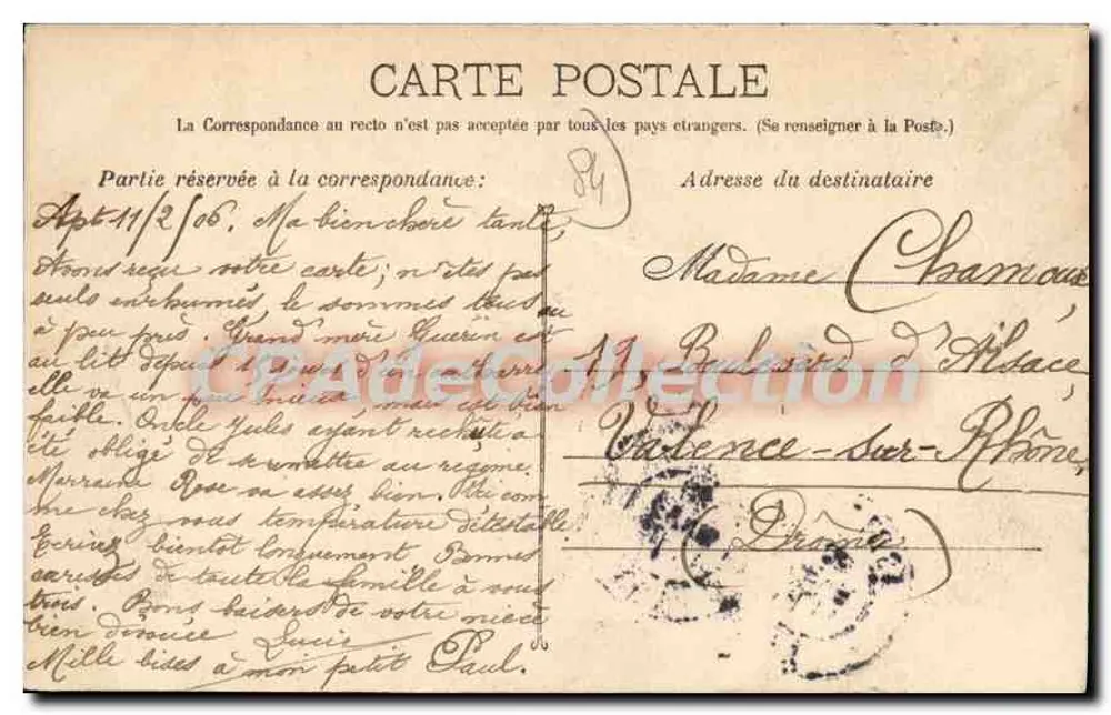 Avignon - Caserna do 7º Génio — vista da avenida com propaganda para Cohn & Baille — editor desconhecido, n° de série 1147 - Verso