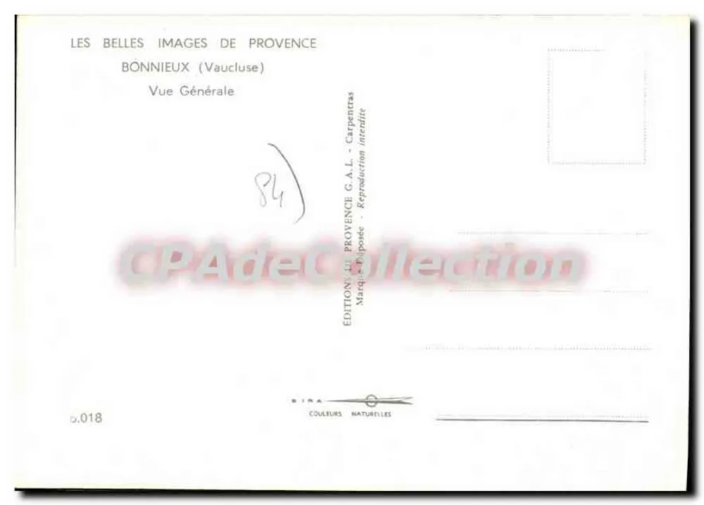 BONNIEUX (Vaucluse) — Allgemeiner Blick — Editions G.A.L. - Rückseite