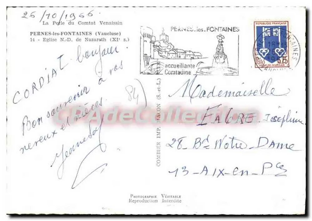 Kirche N.D. von Nazareth in Pernes-les-Fontaines — Combière, 1966 - Rückseite