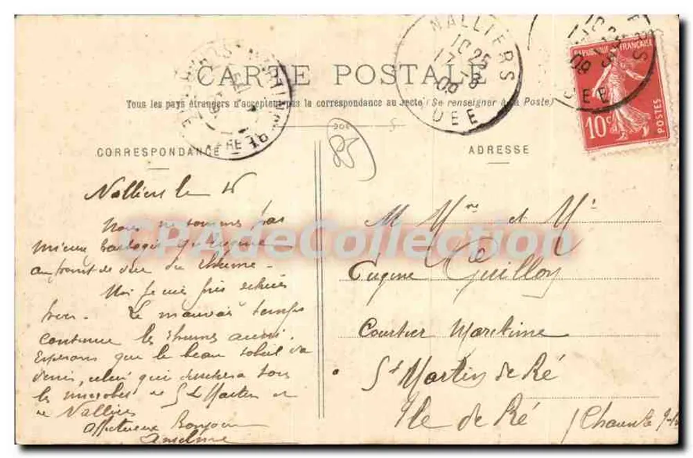 La Chataigneraie - El castillo Bailly-du-Pont — Colección A. Robin, Fontenay-le-Comte, n° 01542 - Reverso
