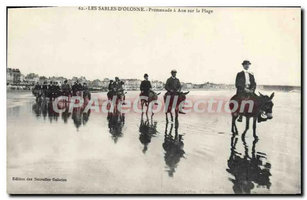 Les Sables-d'Olonne — Promenade a cavallo sulla spiaggia — Edizione delle Nuove Gallerie, n°62 - Recto
