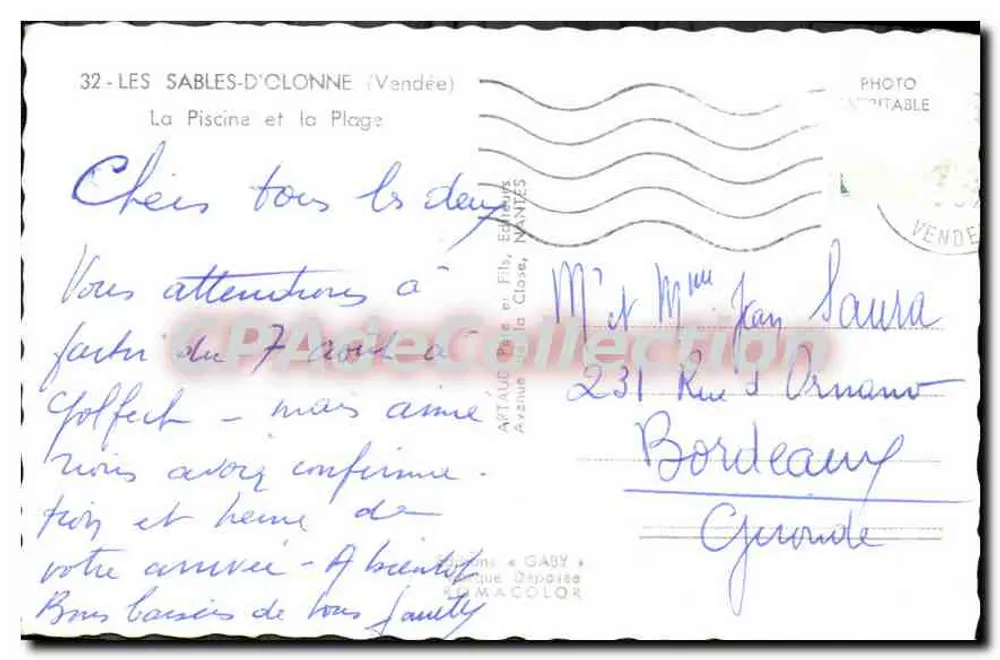Les Sables-d'Olonne — A Piscina e a Praia — Editor Gaby - Verso
