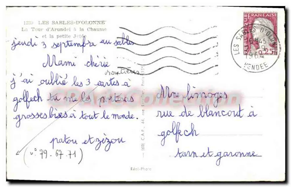 Les Sables-d'Olonne — Die Arundel-Turm und die kleine Mole — Réal-Photo - Rückseite