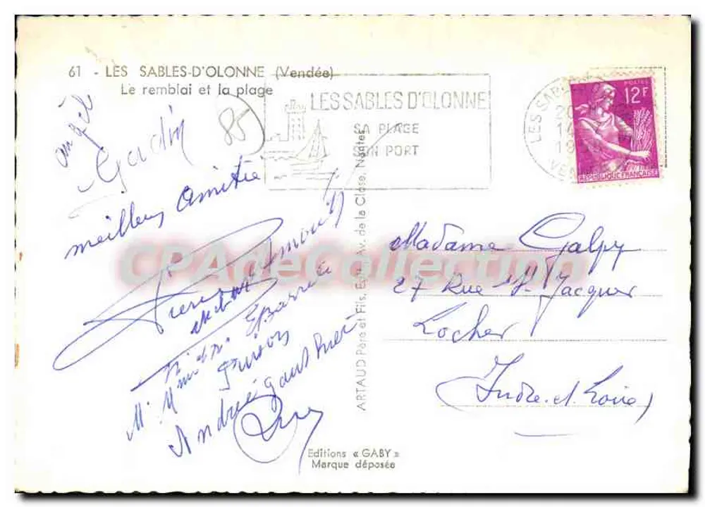Les Sables-d'Olonne — O remblai e a praia — Edições Gaby - Verso
