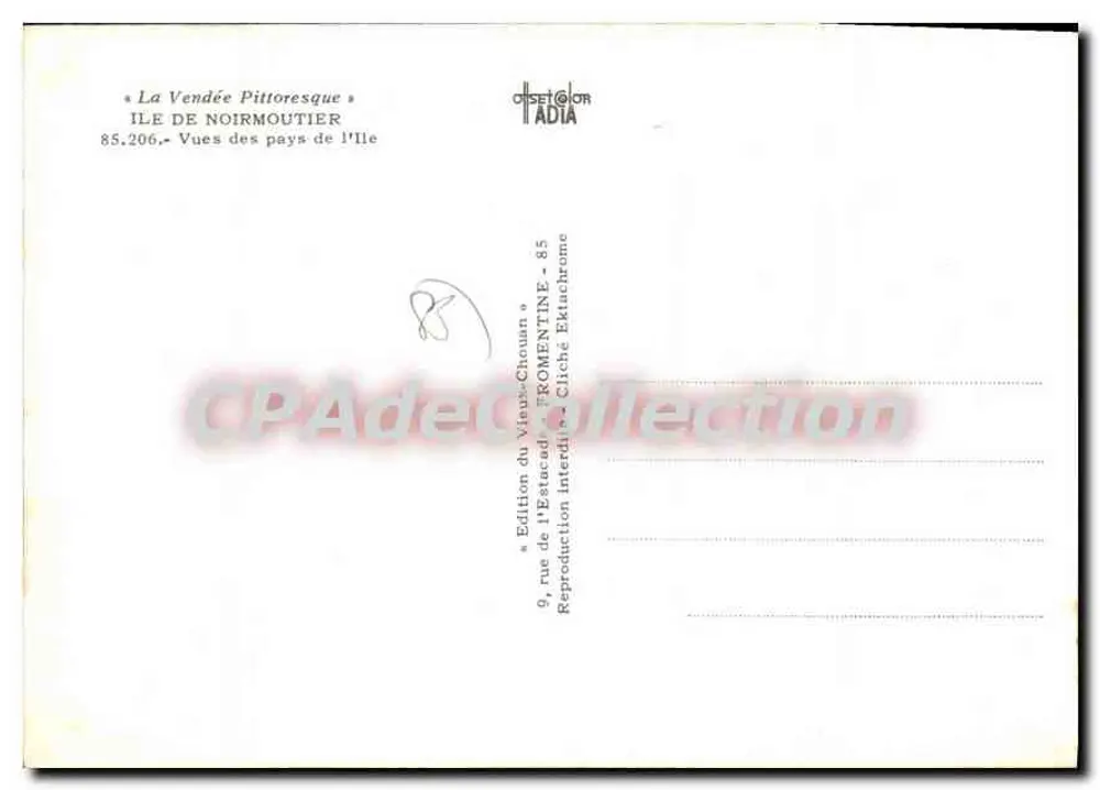 Noirmoutier — vista panorâmica com jumentos e praias — Edição da Estacad - 85.206 - Verso