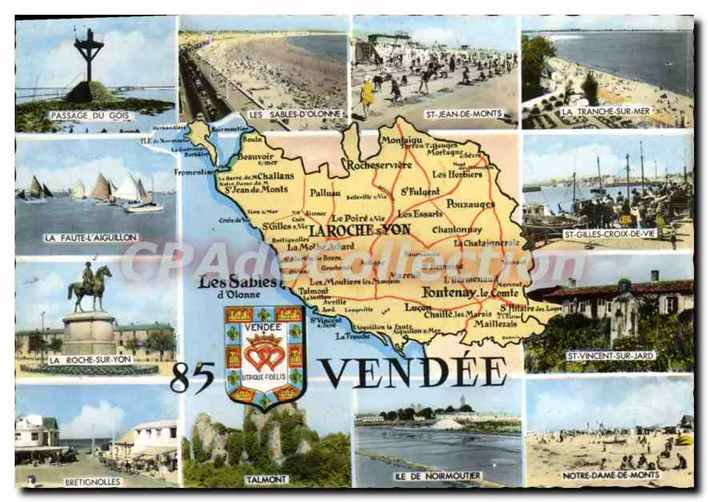 Vendée — Panoramik-Karte mit Karte und Sehenswürdigkeiten — Éditions Gaby, Nantes - Vorderseite