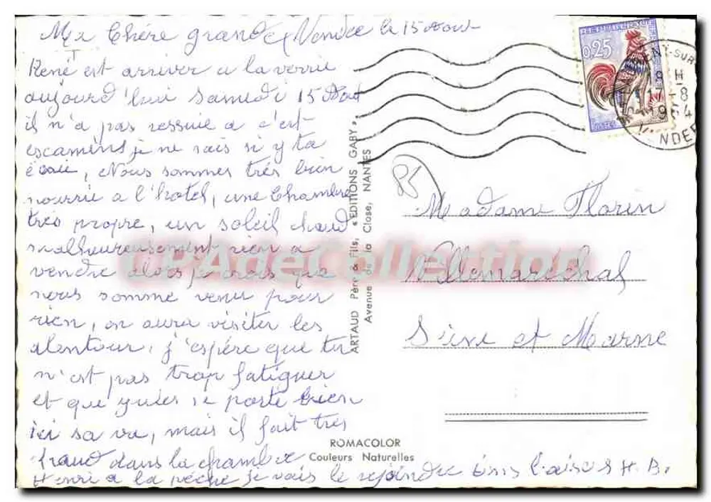 Vendée — Panoramik-Karte mit Karte und Sehenswürdigkeiten — Éditions Gaby, Nantes - Rückseite