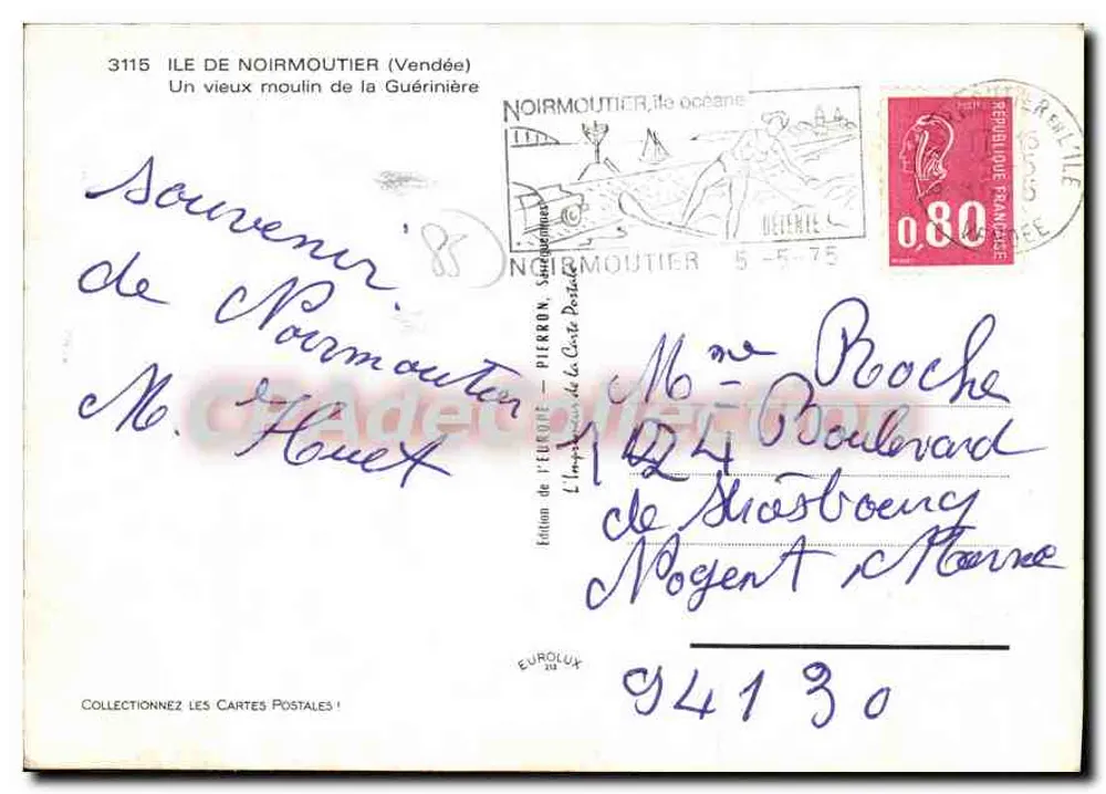 Windmühle von Noirmoutier — Insel Noirmoutier (Vendée) — Edition de l'Europe de la Carte Postale - Rückseite