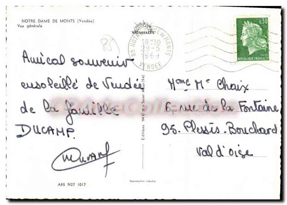 Notre Dame de Monts (Vendée) — Vista geral — Edições Naturais N°27 - Verso