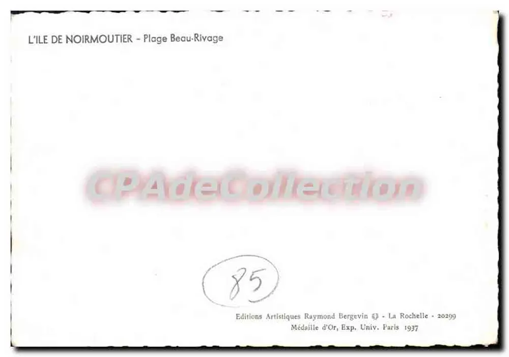 Wyspa Noirmoutier — Plaża Beau-Rivage — Éditions Artistiques Raymond Bergevin - Rewers