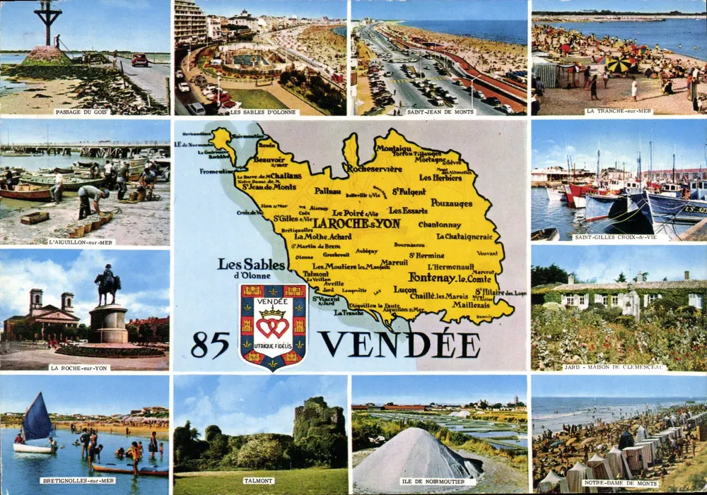 Les Sables d'Olonne — Touristische Ansichtskarte mit Karte der Vendée — Verlag ARTAUD Frères - Vorderseite
