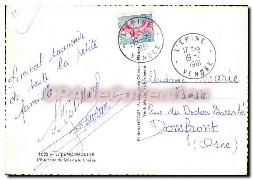 L'Étacade do Bosque da Chaize — Ilha de Noirmoutier — Edições Photo-échromure - Verso