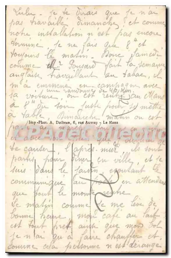 Le Mans — O Portão e Vista Parcial — Imp. Phot. A. Dolbeau, 6, rue Auvray - Verso