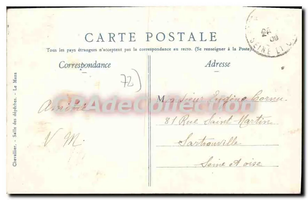 Le Mans — Quartel Chanzy — 117º de linha - Verso