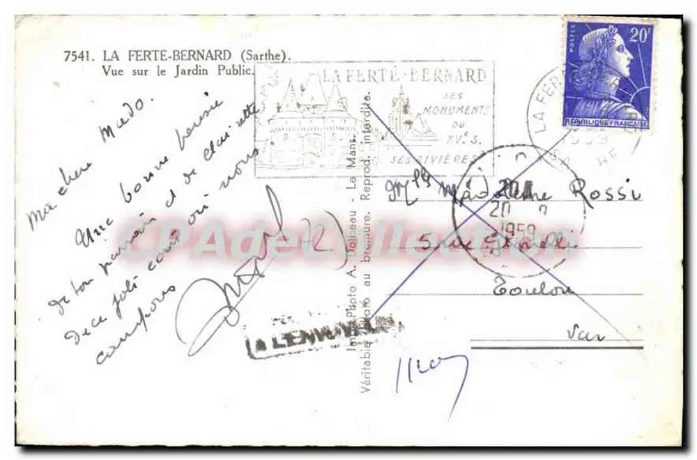 La Ferté-Bernard (Sarthe) — Ansicht des öffentlichen Gartens — Druckerei A. Dagneau - Rückseite