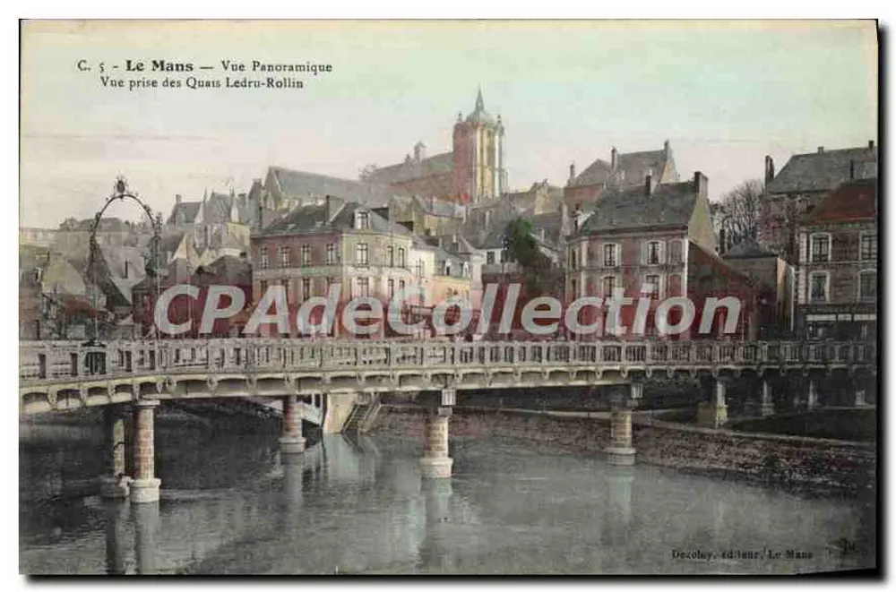 Le Mans — Panoramablick — Aufnahme vom Ledru-Rollin-Ufer — Verlag Decoloy, Le Mans - Vorderseite