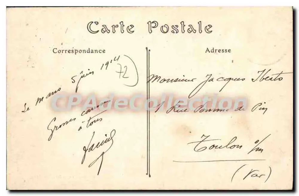 Le Mans — Promenade des Jacobins. Der Musikkiosk — R. Barbier, Verlag, Le Mans. - Rückseite