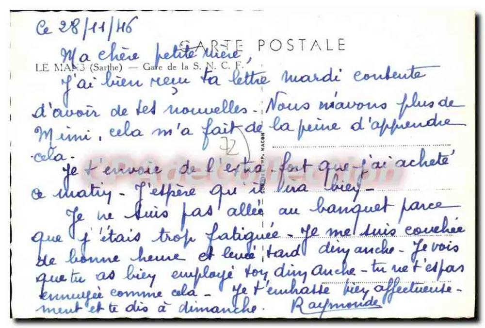 Estação da S.N.C.F. em Le Mans — vista da praça — editor Coim - Verso