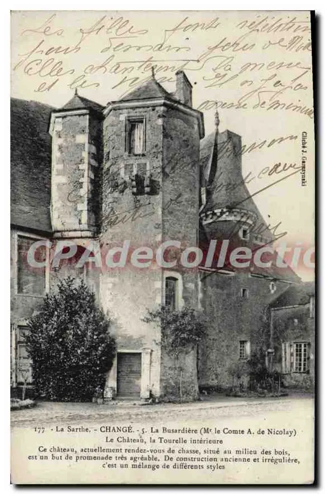 Changé - Innenansicht der La Tournelle — Schloss Busardière (Herr Graf A. de Nicolay) — Sonderausgabe des Photographischen Geschäfts von Orléans, Le Mans - Vorderseite