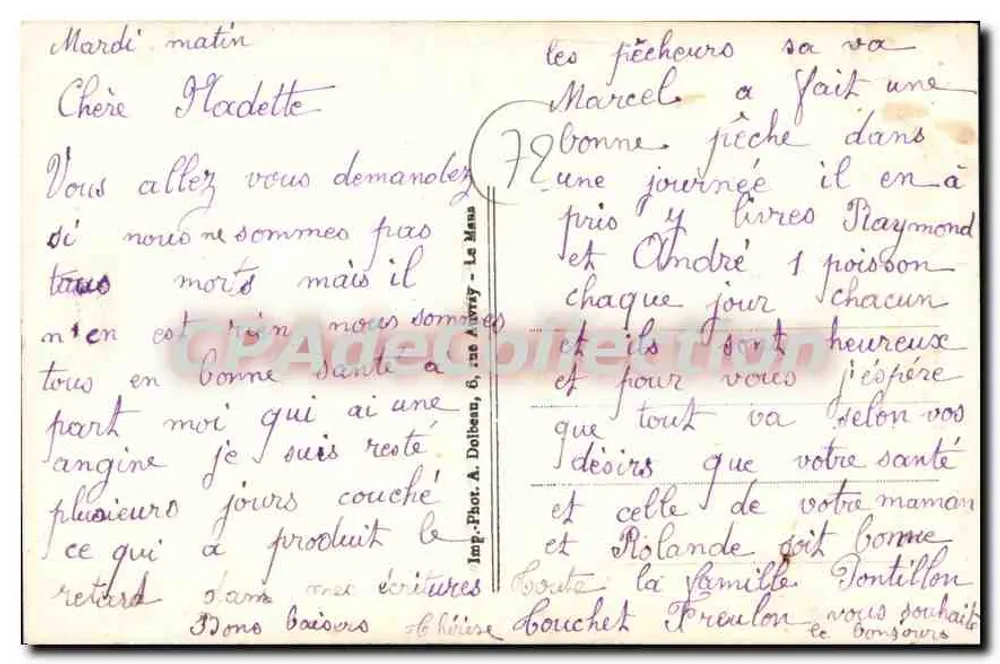 Sarthe-Kleidung — In der Stadt würde ich lieber das Huhn haben — Verlag: Imp. Phot. A. Dolbeau, 6, rue Aubry - Le Mans - Rückseite