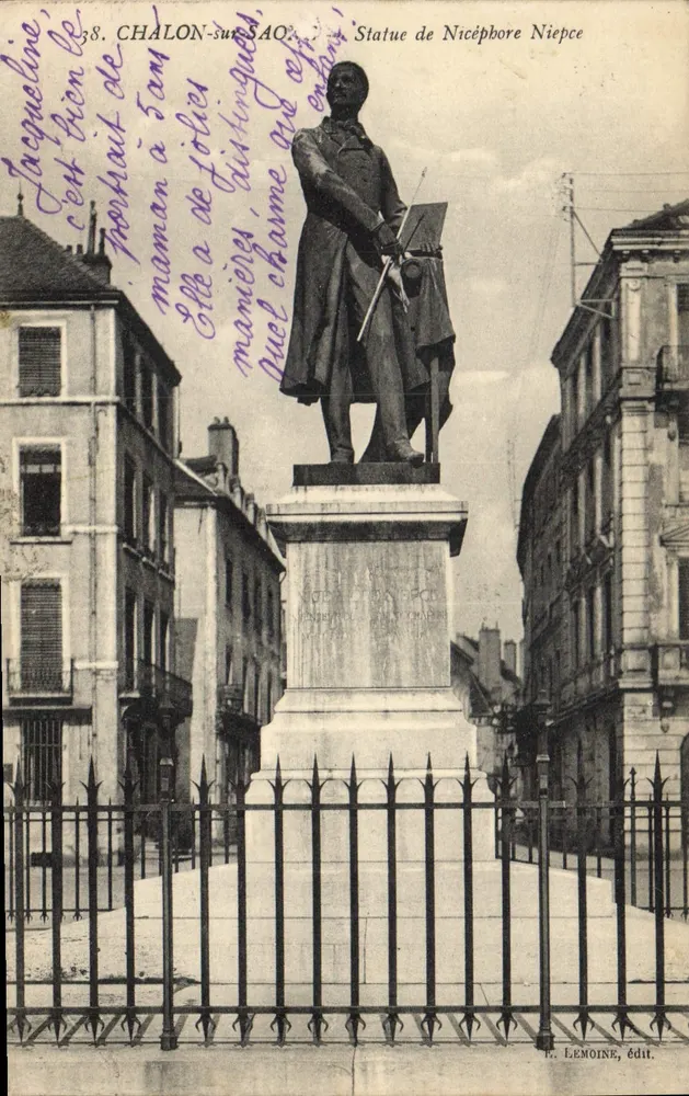 Estátua de Nicéphore Niepce — Chalon-sur-Saône — edit. Lemoine - Frente