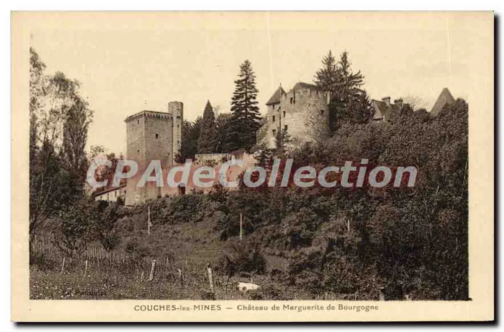 Couches-les-Mines — Schloss Marguerite de Bourgogne — Vintage Postcard/Antike Ansichtskarte - Vorderseite